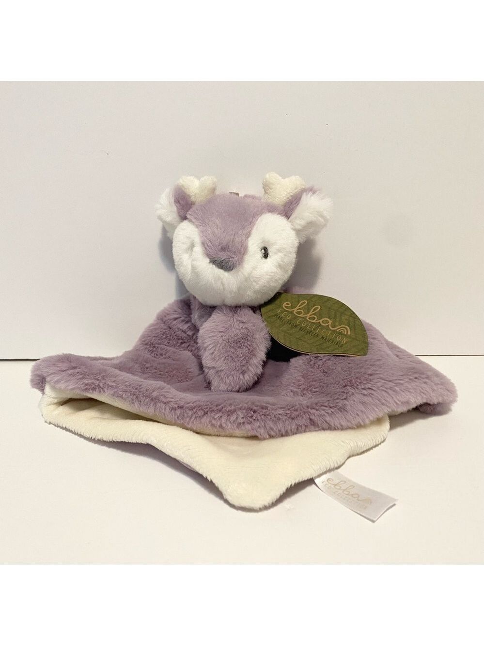 Ebba Eco Collection Fawn Deer Lovie Plush Security Lovey Purple White Soft Girl